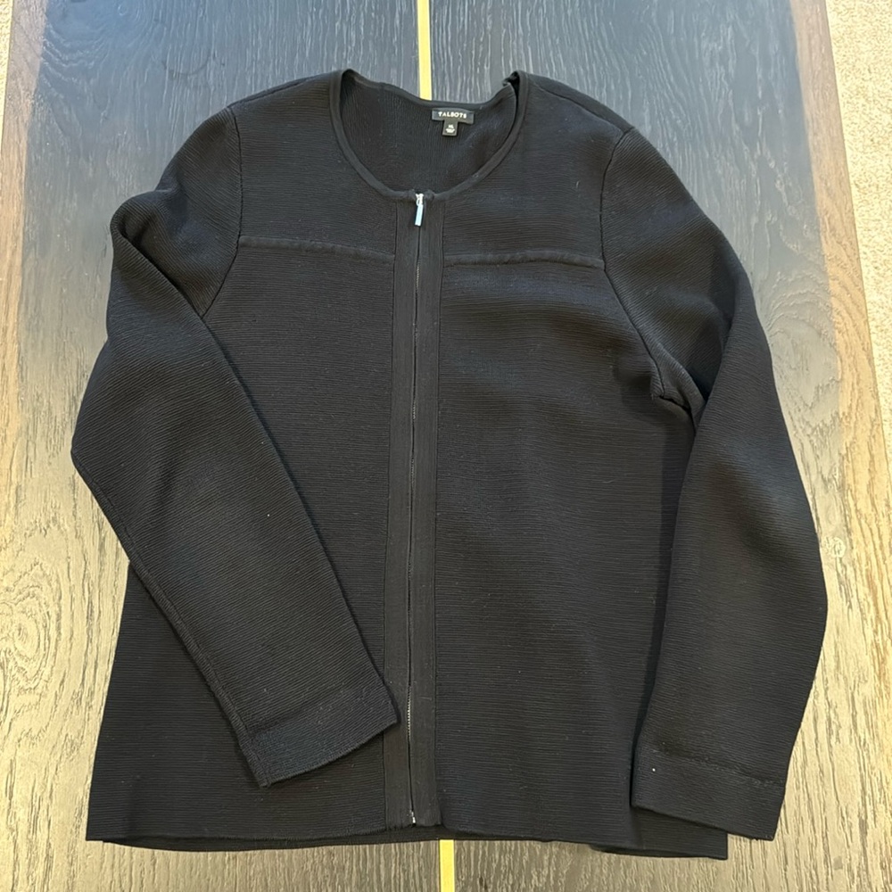 Talbots Black sweater Jacket- Size XL